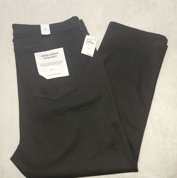 Good American Good Curve Straight Black Denim: 20 Plus 28" Inseam - Picture 13 of 13